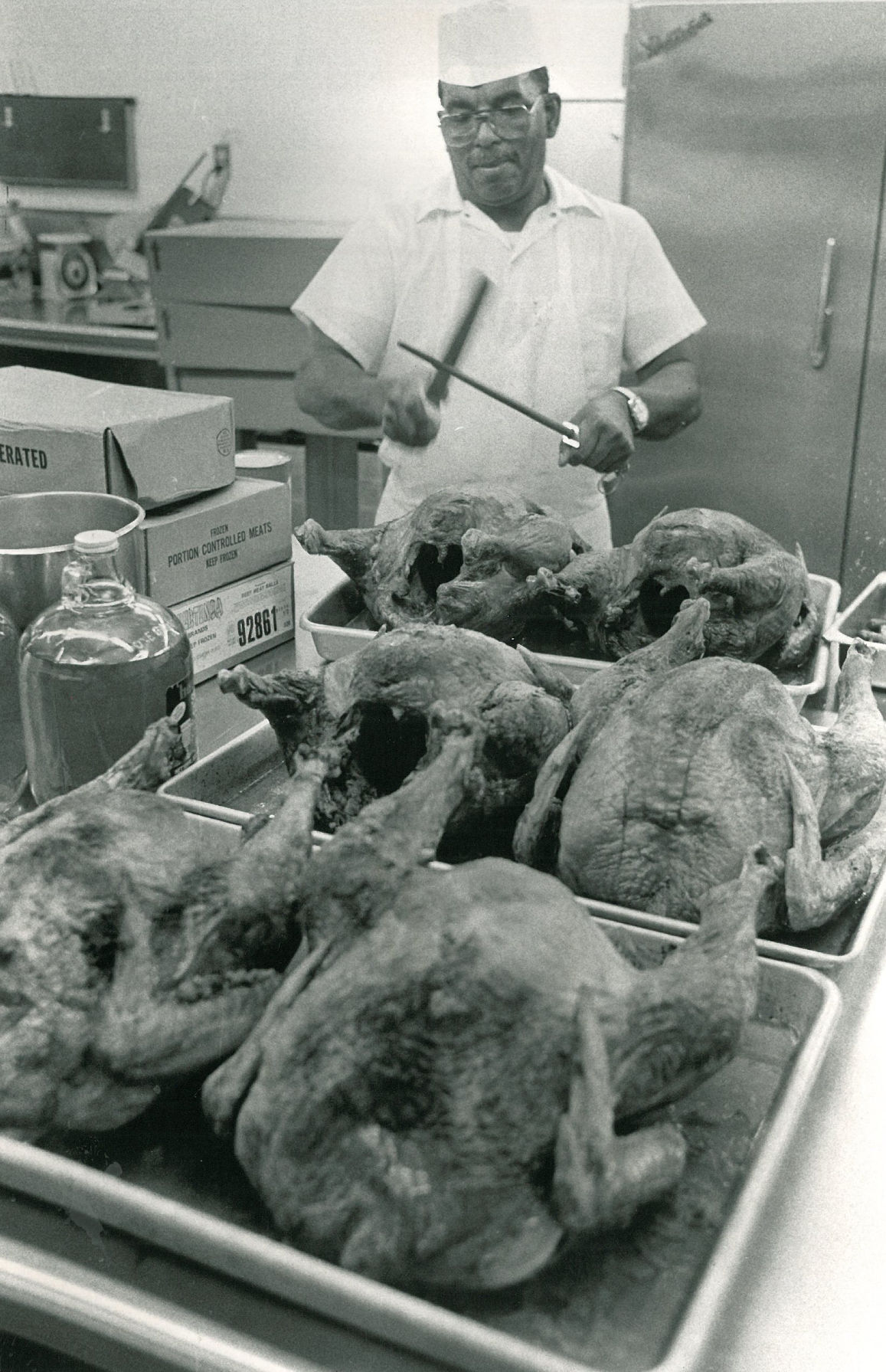 Turkeys await carving